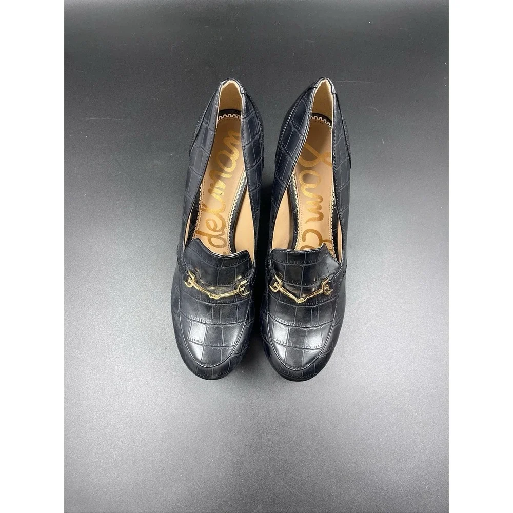 Sam Edelman Womens Size 8M Aretha Black Leather Loafer Platform Heels Y2K Goth